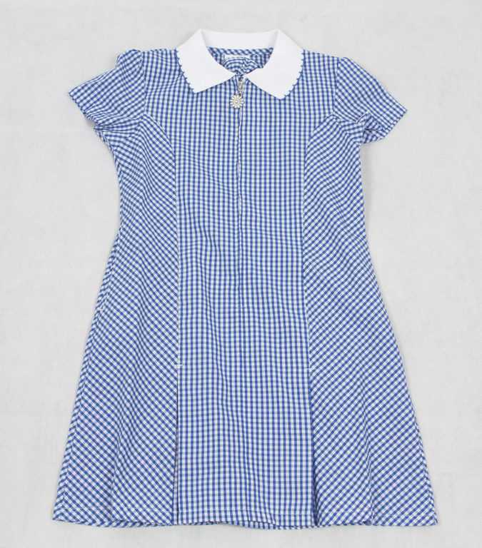 Girls summer dress – blue corded gingham – KL Schoolwear